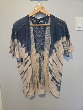 Rue21 Navy and Cream Open Knit Tye Dye Cardigan
